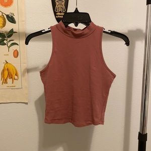 mauve mock neck tank top